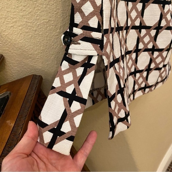 TRINA TURK Women Danie Geometric Neutral Color Sleeveless Top Size XS - Picture 8 of 12